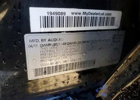 2011 Audi S4 Premium Plus из США, поврежденный, VIN WAUBGAFL3BA149279